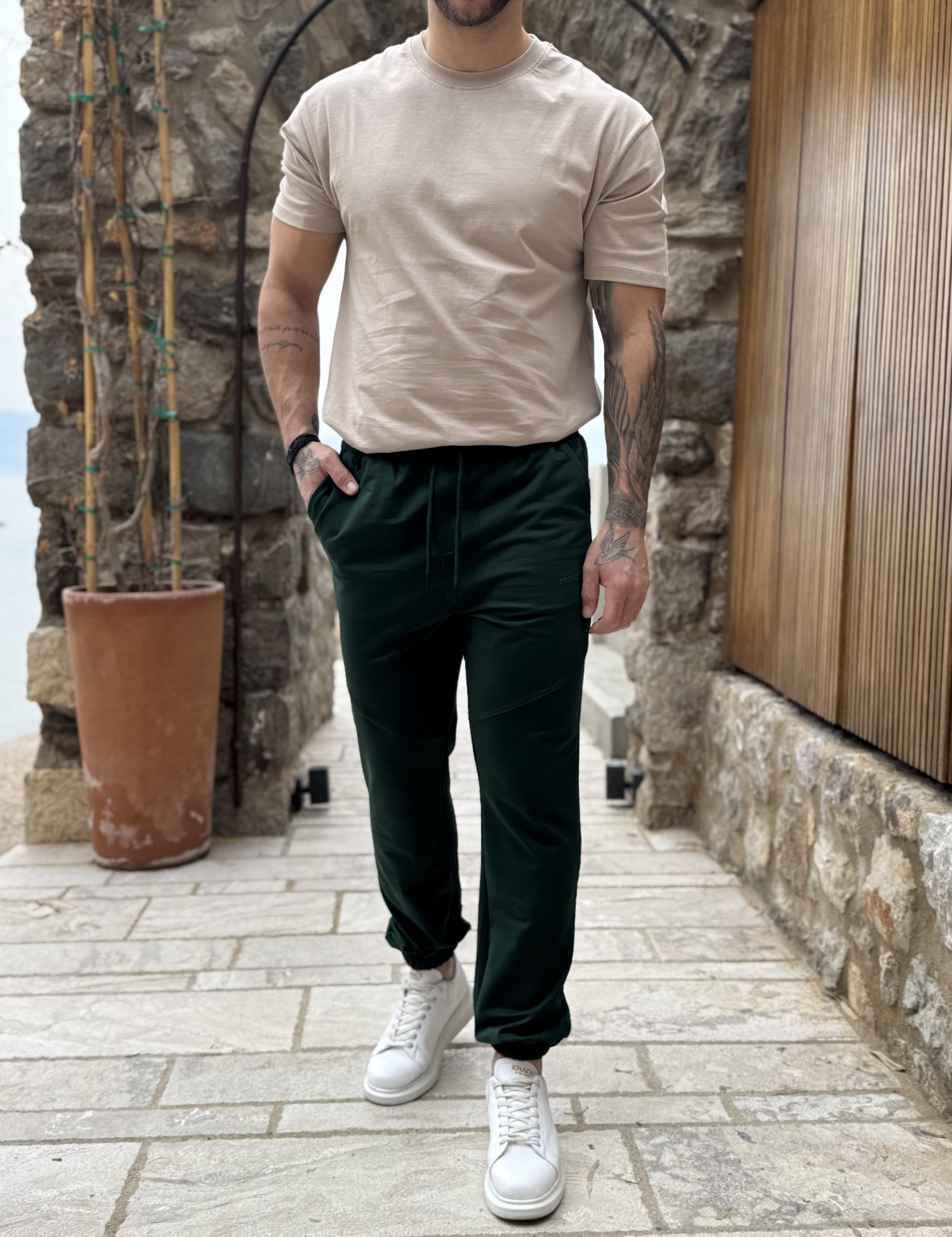 Ανδρική πράσινη αθλητική φόρμα με λάστιχο PR2630 φωτογραφία